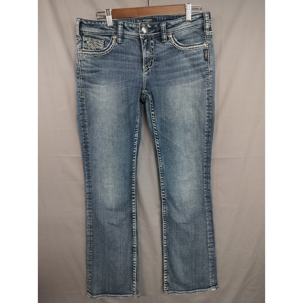Silver Jeans Aiko Bootcut Women 30 fit 33 Denim Thick Stitch Y2K Western Cowgirl